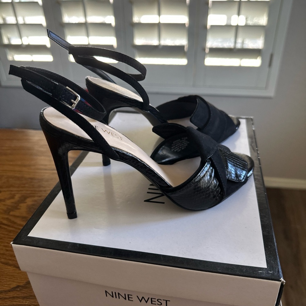 Nine West Black Strappy Heels